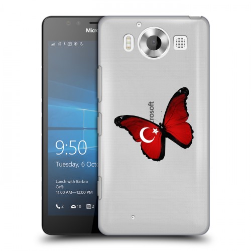 Полупрозрачный дизайнерский пластиковый чехол для Microsoft Lumia 950 Флаг Турции