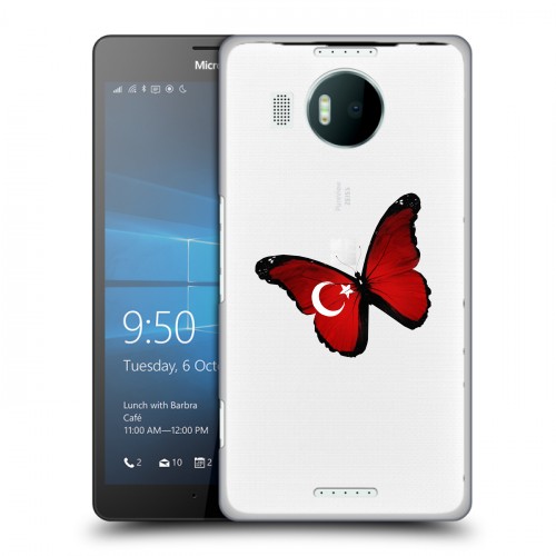 Полупрозрачный дизайнерский пластиковый чехол для Microsoft Lumia 950 XL Флаг Турции