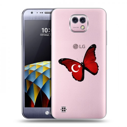 Полупрозрачный дизайнерский пластиковый чехол для LG X cam Флаг Турции