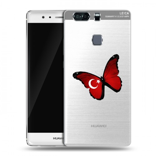 Полупрозрачный дизайнерский пластиковый чехол для Huawei P9 Plus Флаг Турции