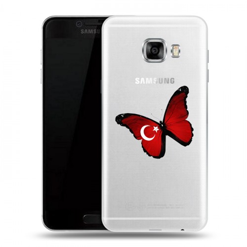 Полупрозрачный дизайнерский пластиковый чехол для Samsung Galaxy C5 Флаг Турции