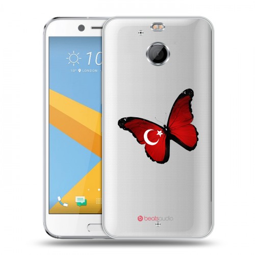 Полупрозрачный дизайнерский пластиковый чехол для HTC 10 evo Флаг Турции