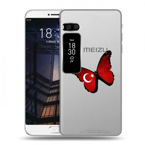 Полупрозрачный дизайнерский пластиковый чехол для Meizu Pro 7 Plus Флаг Турции