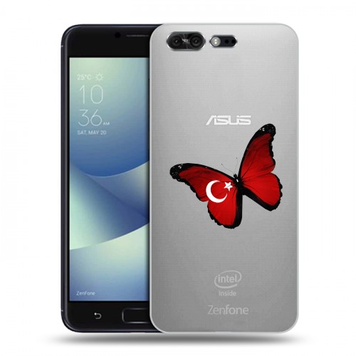 Полупрозрачный дизайнерский пластиковый чехол для ASUS ZenFone 4 Pro Флаг Турции