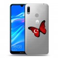 Полупрозрачный дизайнерский пластиковый чехол для Huawei Y6 (2019) Флаг Турции