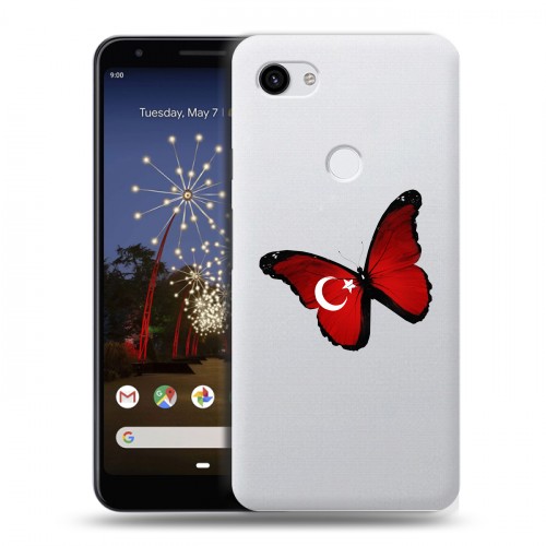 Полупрозрачный дизайнерский пластиковый чехол для Google Pixel 3a XL Флаг Турции