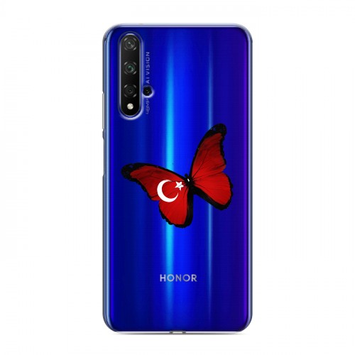 Полупрозрачный дизайнерский пластиковый чехол для Huawei Honor 20 Флаг Турции