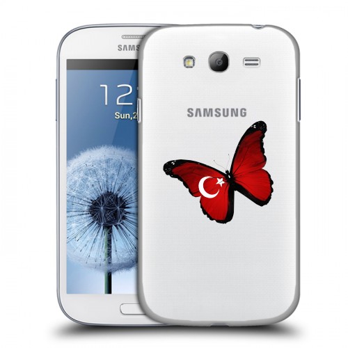 Полупрозрачный дизайнерский пластиковый чехол для Samsung Galaxy Grand Флаг Турции