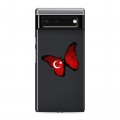 Полупрозрачный дизайнерский силиконовый с усиленными углами чехол для Google Pixel 6 Флаг Турции