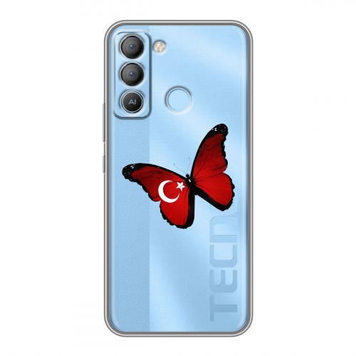 Полупрозрачный дизайнерский силиконовый с усиленными углами чехол для Tecno Pop 5 LTE Флаг Турции