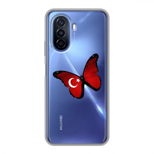 Полупрозрачный дизайнерский пластиковый чехол для Huawei Nova Y70 Флаг Турции