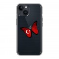 Полупрозрачный дизайнерский пластиковый чехол для Iphone 14 Флаг Турции