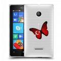 Полупрозрачный дизайнерский пластиковый чехол для Microsoft Lumia 435 Флаг Турции