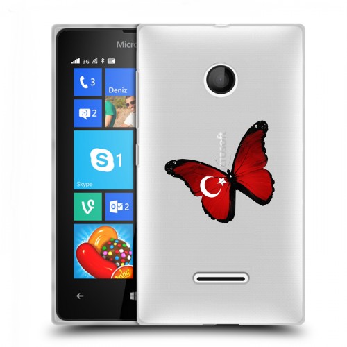 Полупрозрачный дизайнерский пластиковый чехол для Microsoft Lumia 435 Флаг Турции