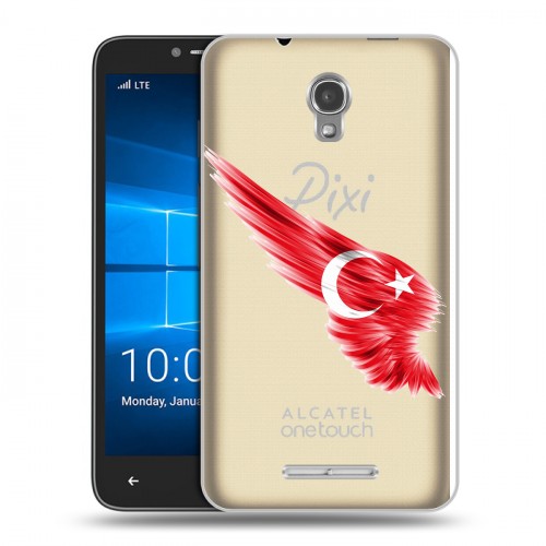 Полупрозрачный дизайнерский пластиковый чехол для Alcatel OneTouch Pixi First Флаг Турции
