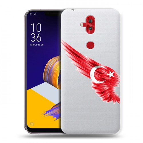 Полупрозрачный дизайнерский пластиковый чехол для ASUS ZenFone 5 Lite Флаг Турции