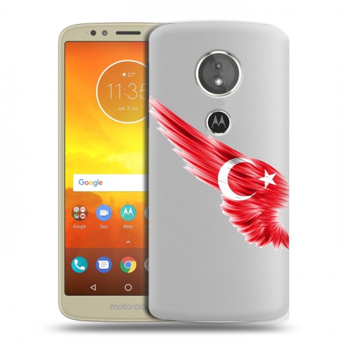 Полупрозрачный дизайнерский пластиковый чехол для Motorola Moto E5 Флаг Турции