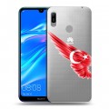 Полупрозрачный дизайнерский пластиковый чехол для Huawei Y6 (2019) Флаг Турции