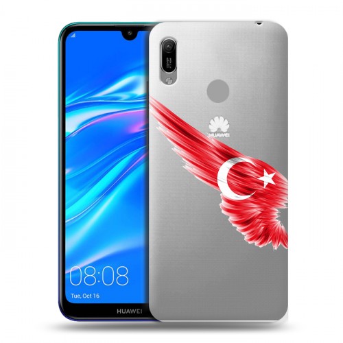 Полупрозрачный дизайнерский пластиковый чехол для Huawei Y6 (2019) Флаг Турции