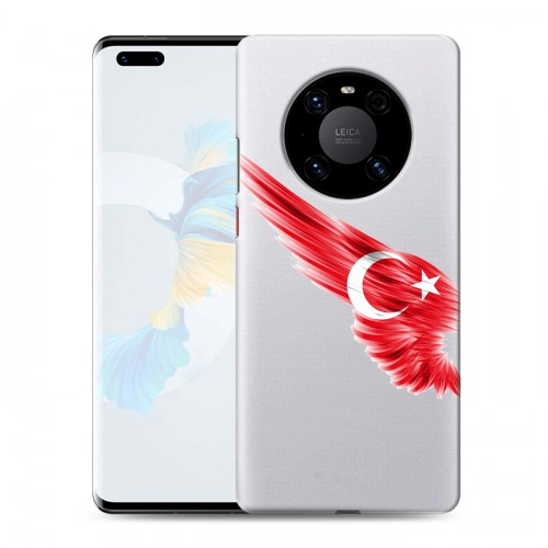 Полупрозрачный дизайнерский силиконовый с усиленными углами чехол для Huawei Mate 40 Pro Флаг Турции