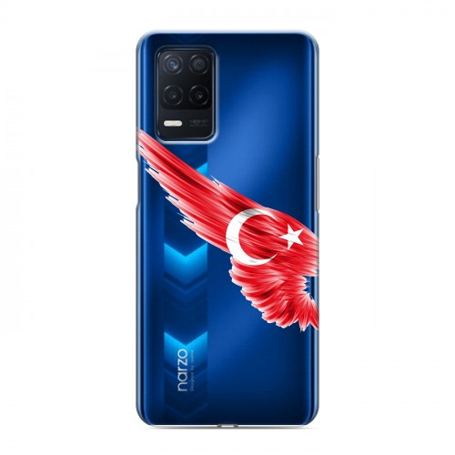 Полупрозрачный дизайнерский силиконовый чехол для Realme Narzo 30 5G Флаг Турции