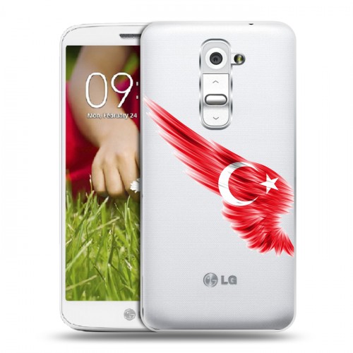 Полупрозрачный дизайнерский пластиковый чехол для LG Optimus G2 mini Флаг Турции