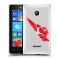 Полупрозрачный дизайнерский пластиковый чехол для Microsoft Lumia 435 Флаг Турции