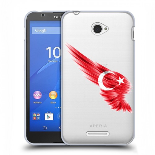 Полупрозрачный дизайнерский пластиковый чехол для Sony Xperia E4 Флаг Турции