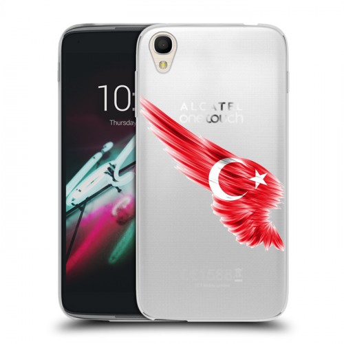 Полупрозрачный дизайнерский пластиковый чехол для Alcatel One Touch Idol 3 (4.7) Флаг Турции