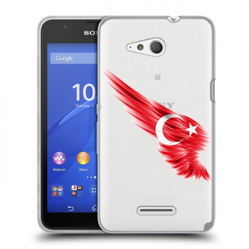 Полупрозрачный дизайнерский пластиковый чехол для Sony Xperia E4g Флаг Турции