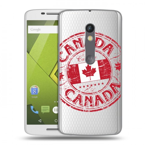 Полупрозрачный дизайнерский пластиковый чехол для Lenovo Moto X Play Флаг Канады