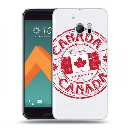 Полупрозрачный дизайнерский пластиковый чехол для HTC 10 Флаг Канады