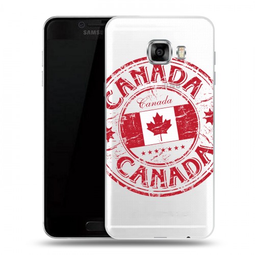Полупрозрачный дизайнерский пластиковый чехол для Samsung Galaxy C7 Флаг Канады