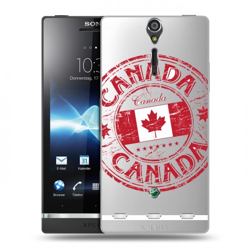 Полупрозрачный дизайнерский пластиковый чехол для Sony Xperia S Флаг Канады