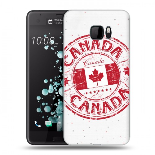 Полупрозрачный дизайнерский пластиковый чехол для HTC U Ultra Флаг Канады