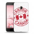 Полупрозрачный дизайнерский пластиковый чехол для HTC U Play Флаг Канады