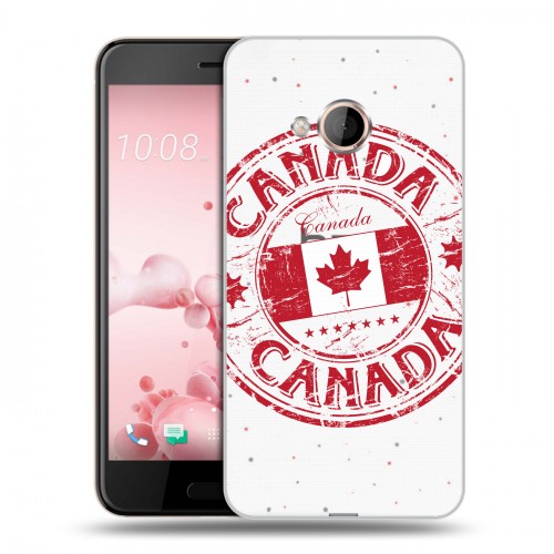 Полупрозрачный дизайнерский силиконовый чехол для HTC U Play Флаг Канады