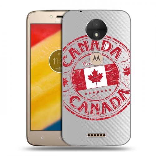 Полупрозрачный дизайнерский пластиковый чехол для Motorola Moto C Флаг Канады
