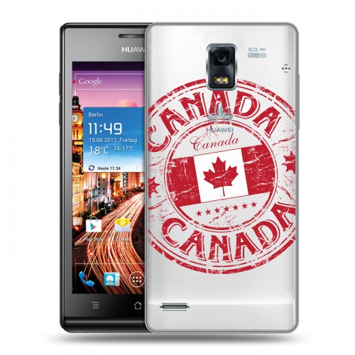 Полупрозрачный дизайнерский пластиковый чехол для Huawei Ascend P1 Флаг Канады