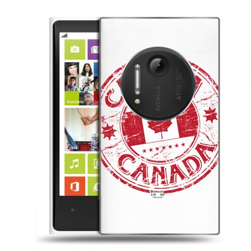 Полупрозрачный дизайнерский пластиковый чехол для Nokia Lumia 1020 Флаг Канады