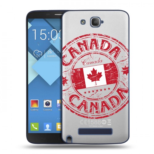 Полупрозрачный дизайнерский пластиковый чехол для Alcatel One Touch Hero Флаг Канады