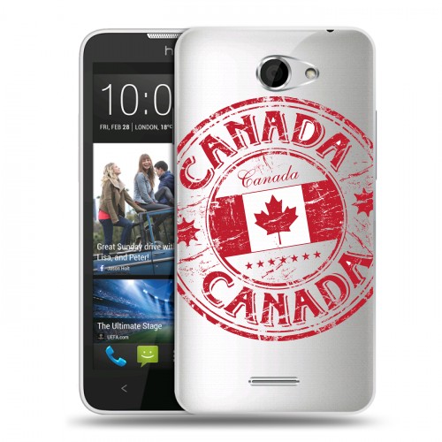 Полупрозрачный дизайнерский пластиковый чехол для HTC Desire 516 Флаг Канады