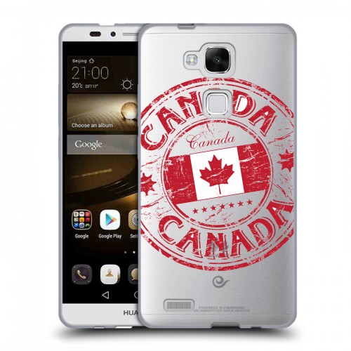 Полупрозрачный дизайнерский пластиковый чехол для Huawei Ascend Mate 7 Флаг Канады
