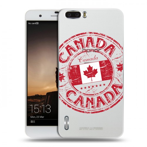 Полупрозрачный дизайнерский пластиковый чехол для Huawei Honor 6 Plus Флаг Канады