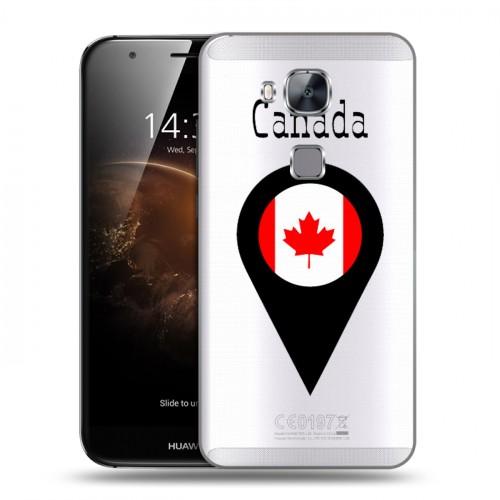 Полупрозрачный дизайнерский пластиковый чехол для Huawei G8 Флаг Канады