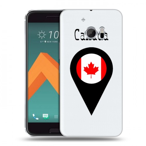 Полупрозрачный дизайнерский пластиковый чехол для HTC 10 Флаг Канады