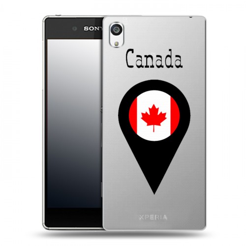 Полупрозрачный дизайнерский пластиковый чехол для Sony Xperia E5 Флаг Канады