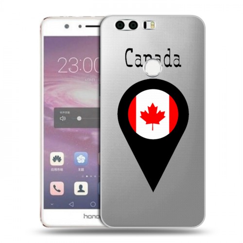 Полупрозрачный дизайнерский пластиковый чехол для Huawei Honor 8 Флаг Канады