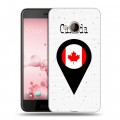 Полупрозрачный дизайнерский пластиковый чехол для HTC U Play Флаг Канады