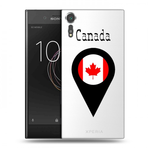 Полупрозрачный дизайнерский пластиковый чехол для Sony Xperia XZs Флаг Канады